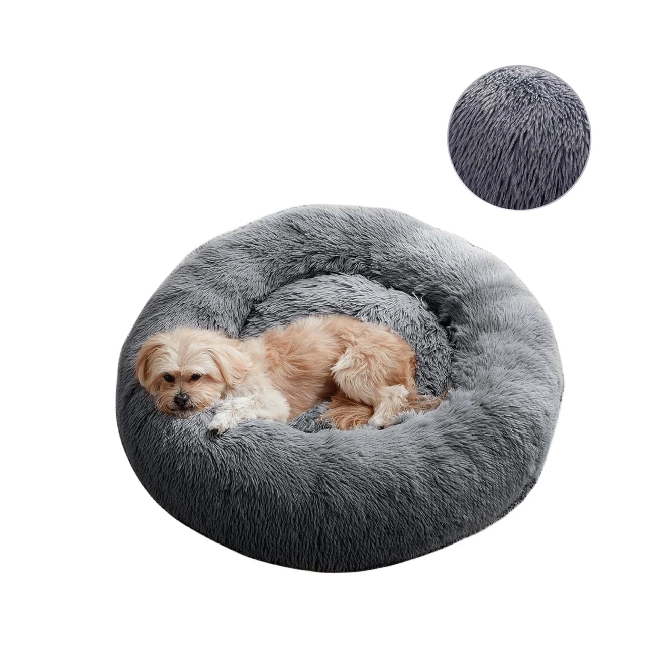 Luxurious Plush Hooded Donut Pet Bed