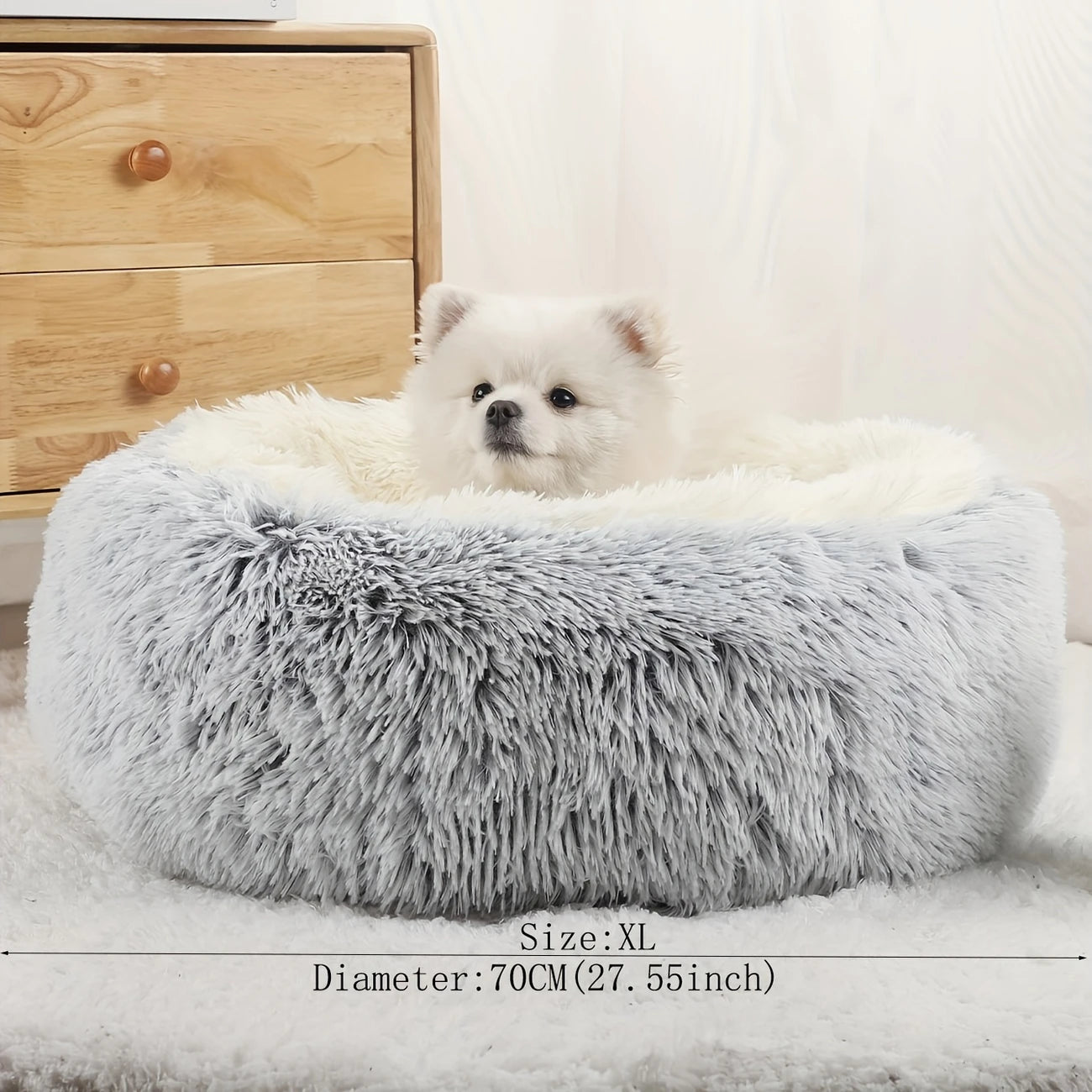 Luxurious Plush Hooded Donut Pet Bed