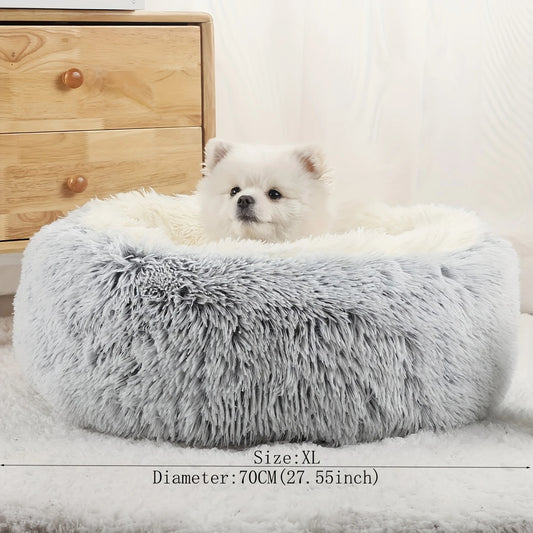 Luxurious Plush Hooded Donut Pet Bed
