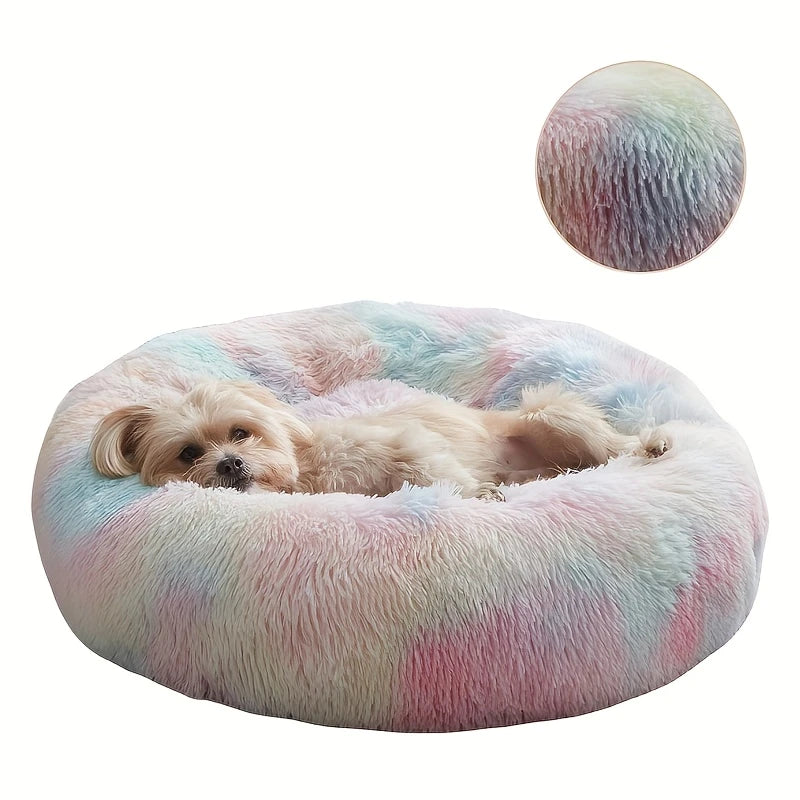 Luxurious Plush Hooded Donut Pet Bed