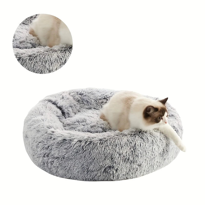 Luxurious Plush Hooded Donut Pet Bed